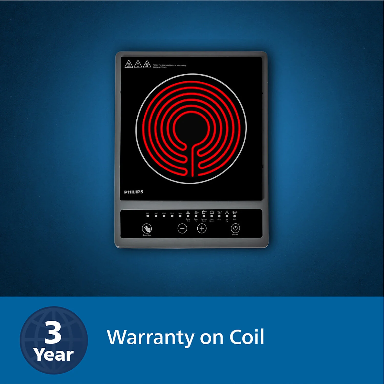 Philips 1300W Induction Cooktop with Triple MOV for 4kW surge protection and soft touch control - HD4934/00 - Image 3