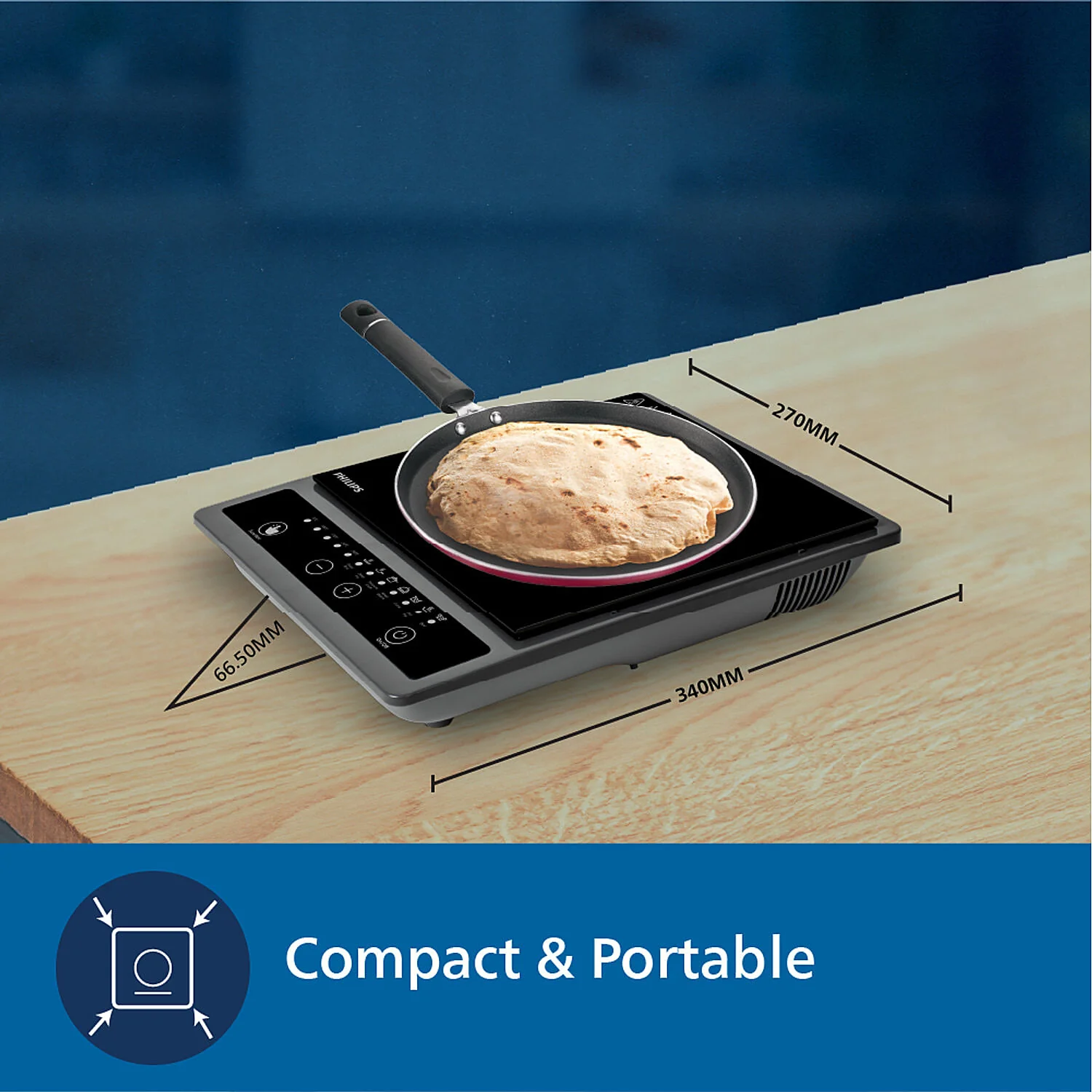 Philips 1300W Induction Cooktop with Triple MOV for 4kW surge protection and soft touch control - HD4934/00 - Image 5