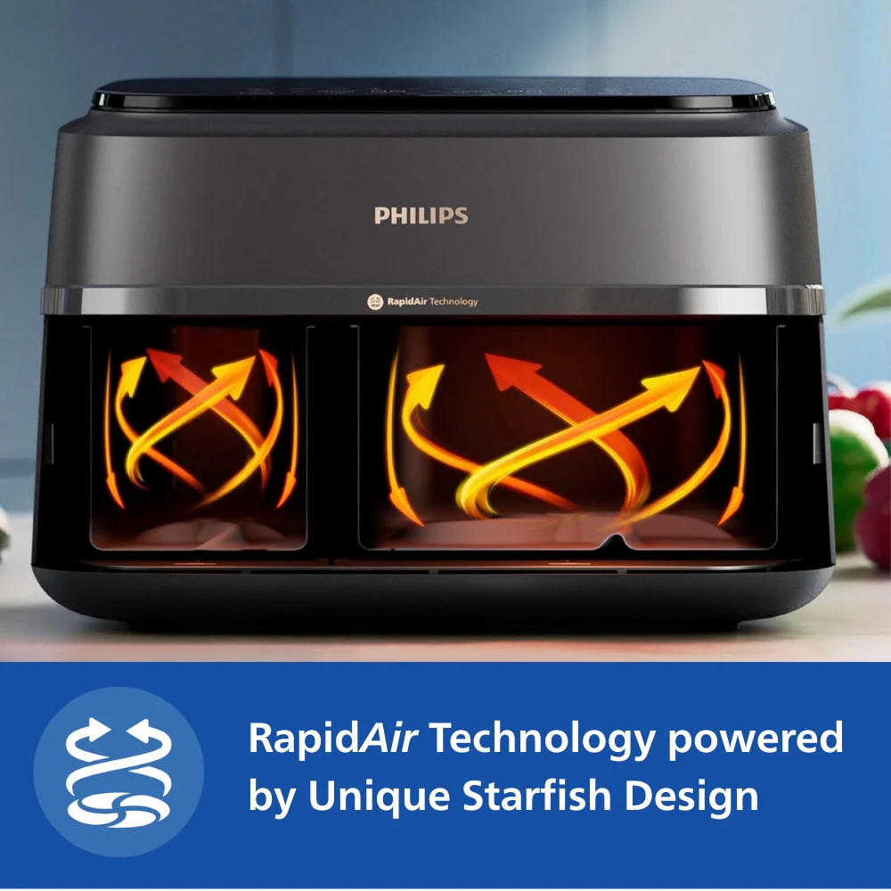 Philips 9L Dual Basket Airfryer with Rapid Air technology - NA352/00 - Image 5