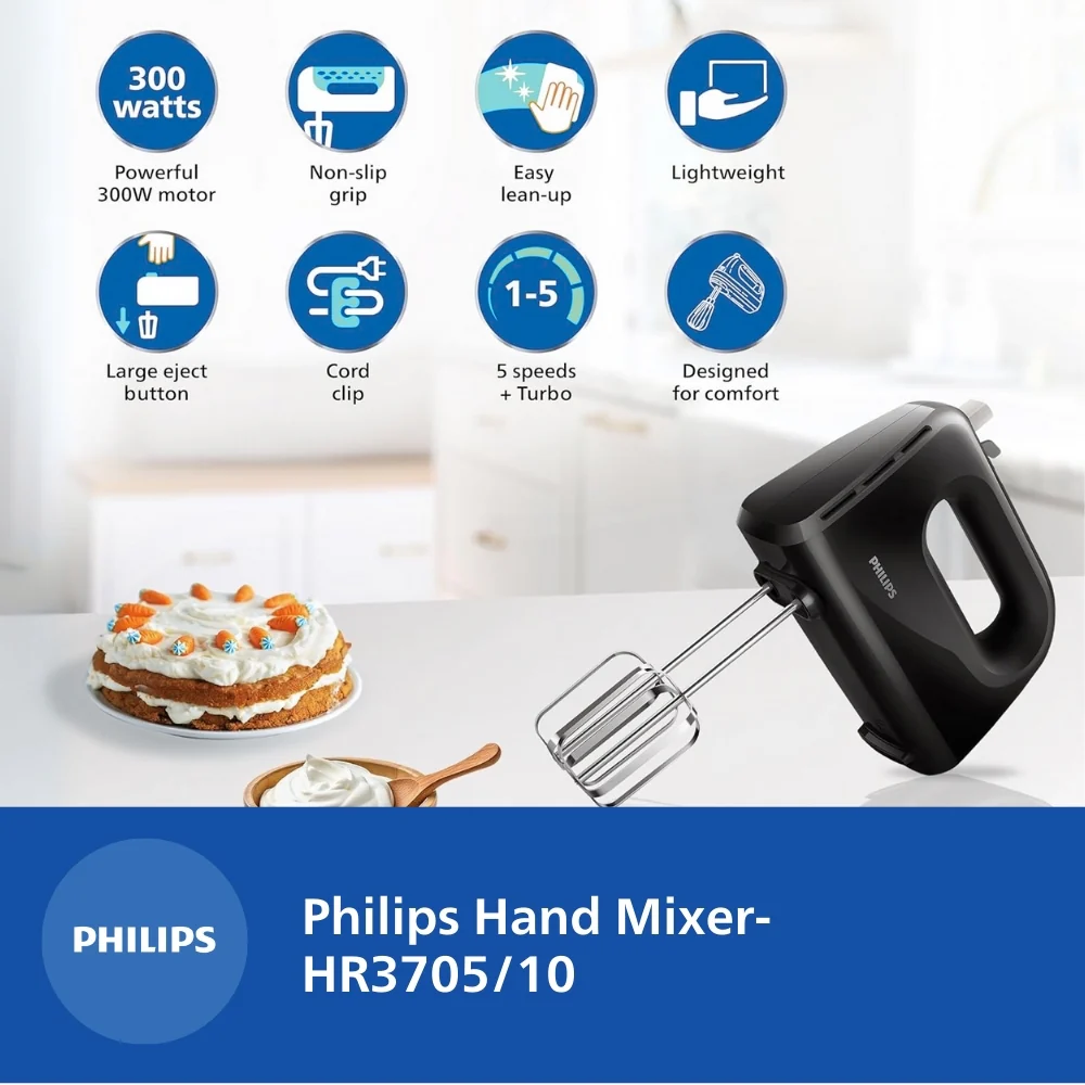 Philips Hand Mixer 300W - HR3705/10 - Image 3