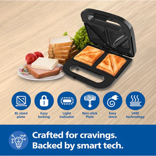 Philips HD3000/80 4-Slice Sandwich Maker 800W UHD Plates - EMP - Image 2