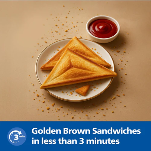 Philips HD3000/80 4-Slice Sandwich Maker 800W UHD Plates - EMP - Image 3