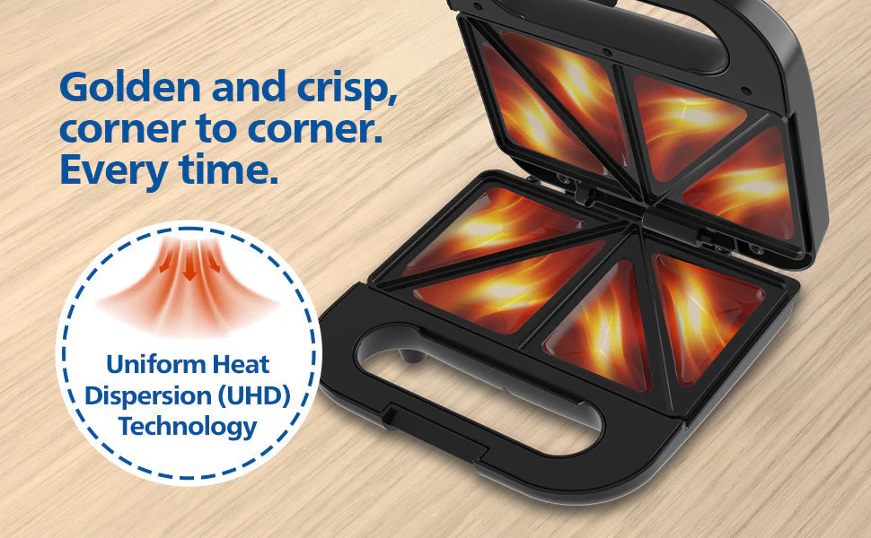 Philips HD3000/80 4-Slice Sandwich Maker 800W UHD Plates - EMP - Image 8