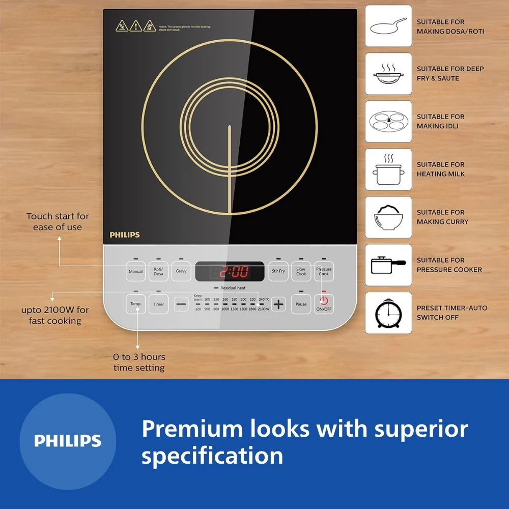 Philips Induction Cooktop 2100W for Fast Cooking - HD4928/01 - Image 7