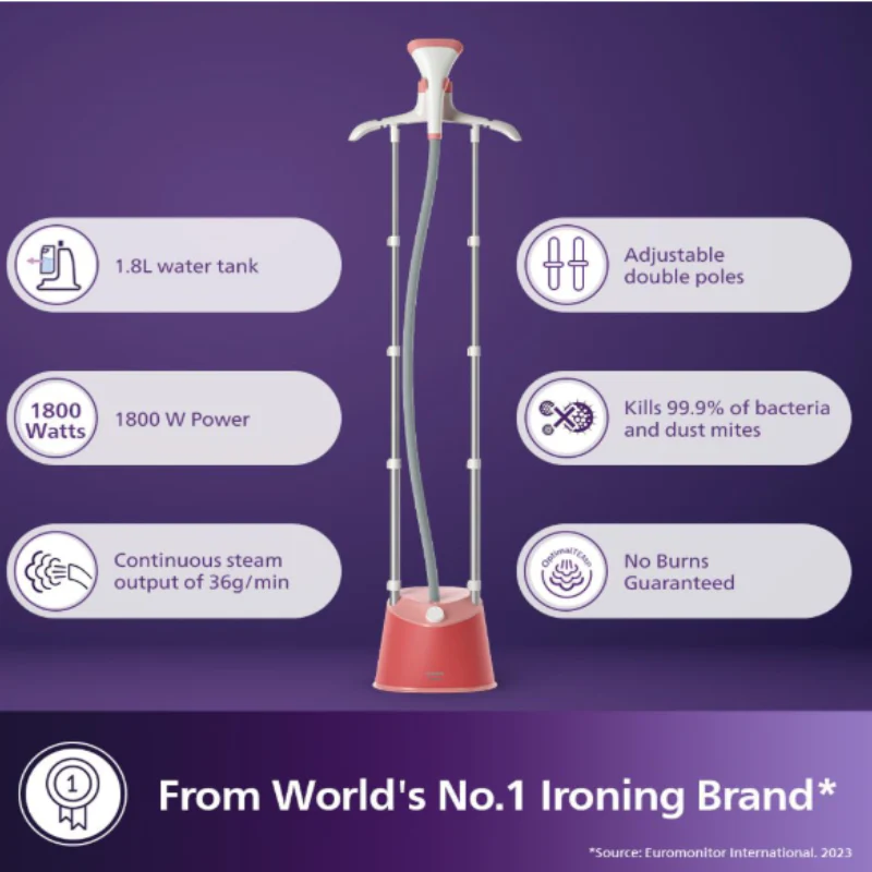 Refurbished Philips 1800 Watts Standing Garment Steamer - STE1020/40 - Image 3