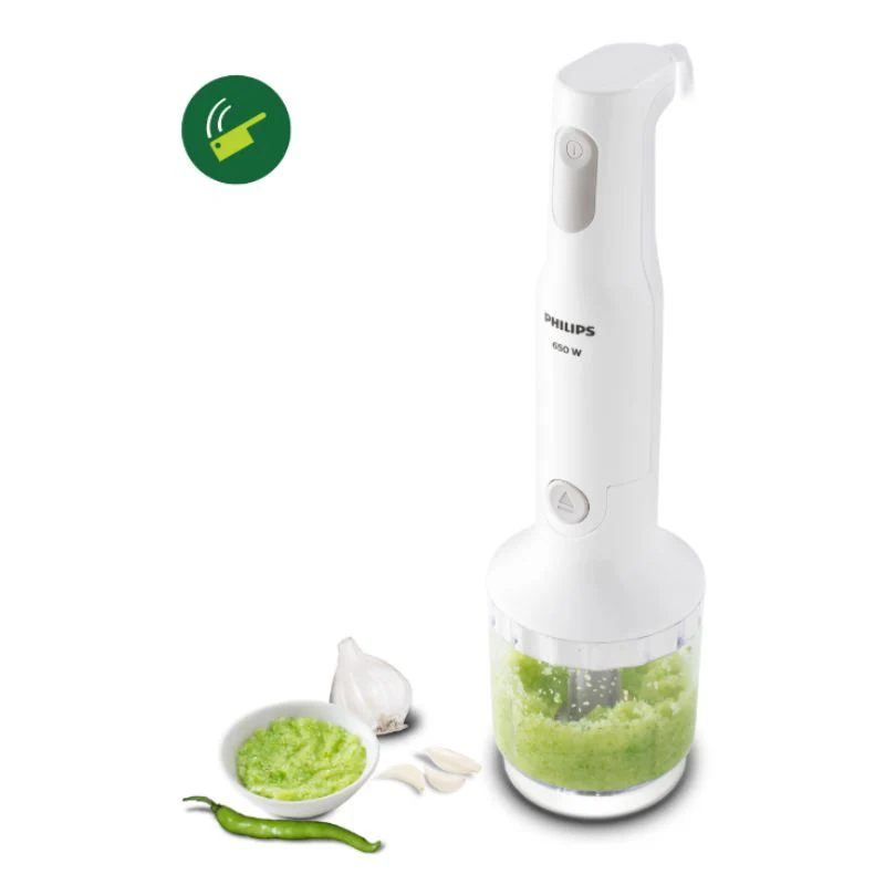 Refurbished Philips 650W White Hand Blender with Detachable Steel Rod and Compact Chopper - HL1600/02 - Image 4