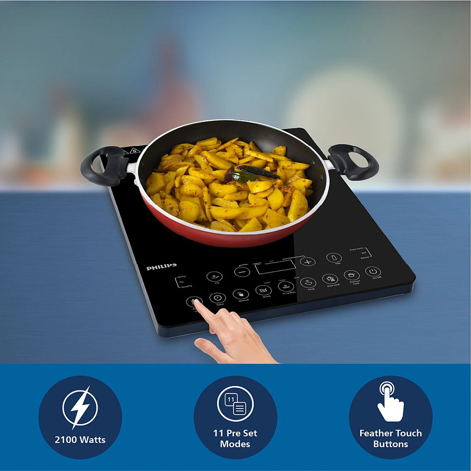 Refurbished Philips 2100W Induction Cooktop with Triple MOV for 4kW surge protection and feather touch control - HD4995/00 - Image 6